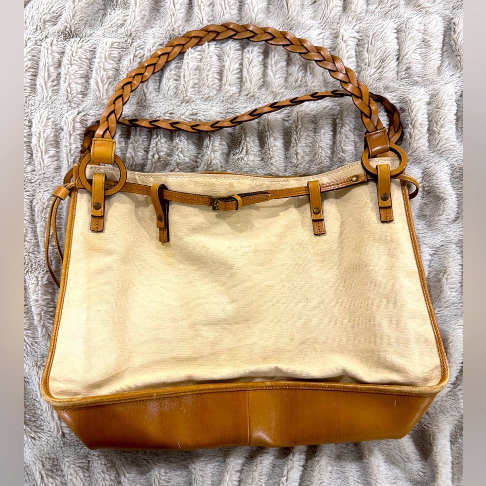 Authentic Gucci 1955 Horsebit Leather & Canvas Tote by Tom Ford